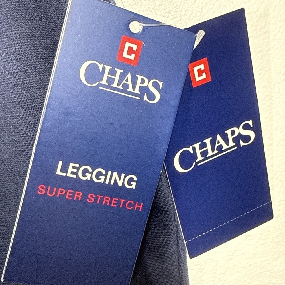 NWT Chaps Blue‎ Sculpting Leggings XL Super Stretch Slim Leg Holiday Edition - Picture 8 of 12